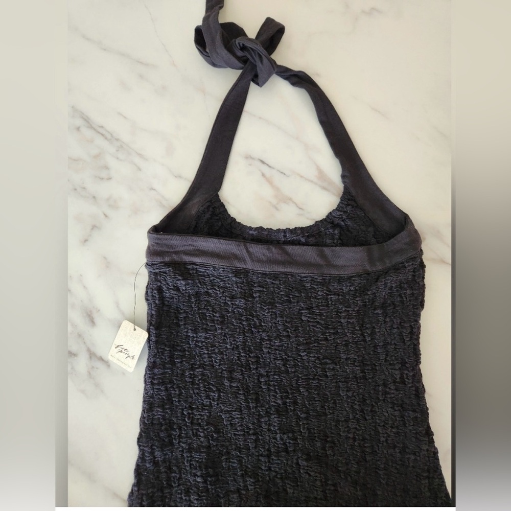 NWOT Free People Sea Foam textured midi dress bodycon tie neck and side slit - Picture 11 of 14